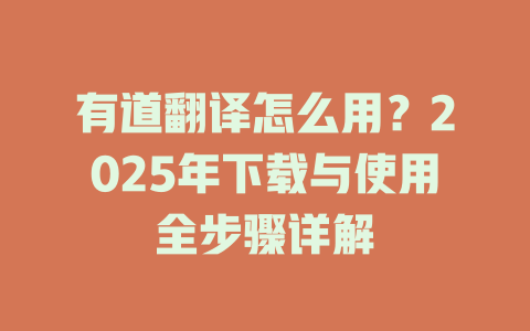 有道翻译怎么用？2025年下载与使用全步骤详解 二