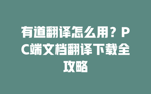 有道翻译怎么用？PC端文档翻译下载全攻略 二