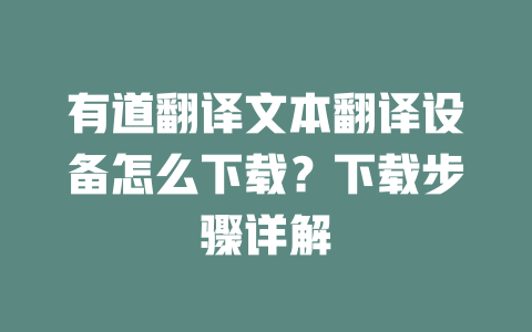 有道翻译文本翻译设备怎么下载？下载步骤详解 二