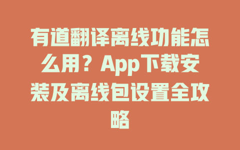 有道翻译离线功能怎么用？App下载安装及离线包设置全攻略 二