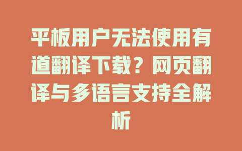 平板用户无法使用有道翻译下载？网页翻译与多语言支持全解析 二