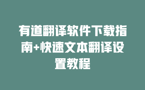 有道翻译软件下载指南+快速文本翻译设置教程 二