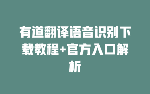 有道翻译语音识别下载教程+官方入口解析 有道翻译语音识别下载教程+官方入口解析 二