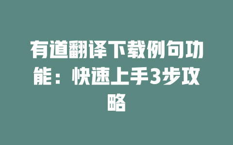 有道翻译下载例句功能：快速上手3步攻略 二