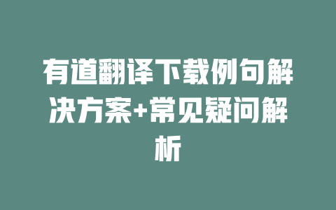 有道翻译下载例句解决方案+常见疑问解析 二