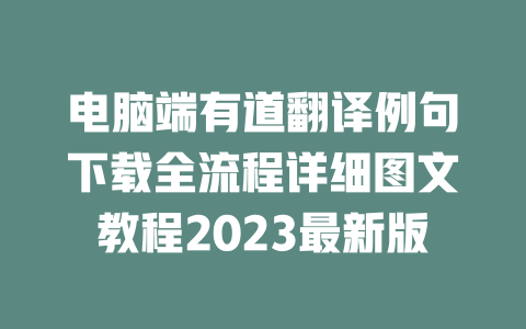 电脑端有道翻译例句下载全流程详细图文教程2023最新版 二