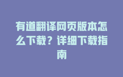 有道翻译网页版本怎么下载？详细下载指南 二