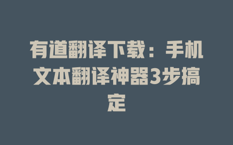 有道翻译下载：手机文本翻译神器3步搞定 二