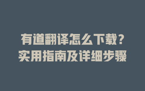 有道翻译怎么下载？实用指南及详细步骤 二