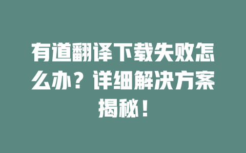 有道翻译下载失败怎么办？详细解决方案揭秘！ 二