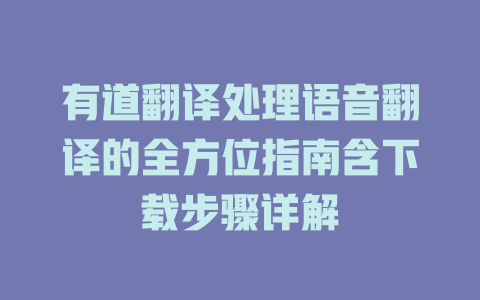 有道翻译处理语音翻译的全方位指南含下载步骤详解 二