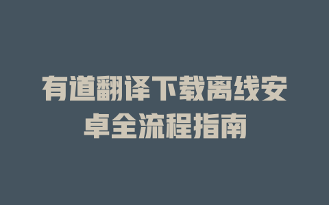 有道翻译下载离线安卓全流程指南 二